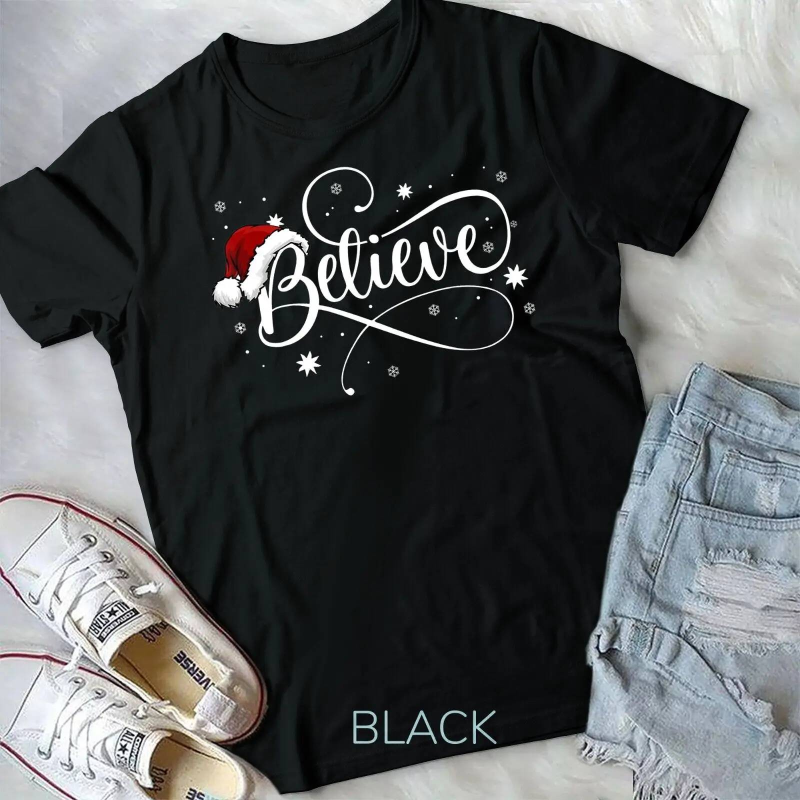 Christmas Shirt - Believe Santa Claus Believe Christmas Kids Unisex T-shirt