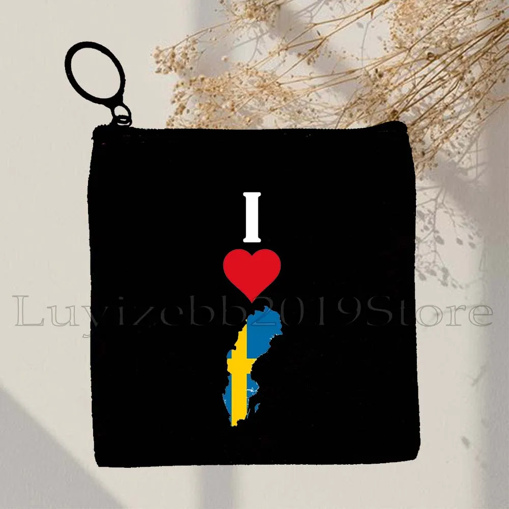 محفظة عملات قماشية من السويد ، حافظة مفاتيح ، حقيبة تخزين صغيرة ، حقيبة بسحاب ، معطف سلاح ، السويد ، قلب حب ، خريطة ، معطف سلاح ، هدايا سويدية #6