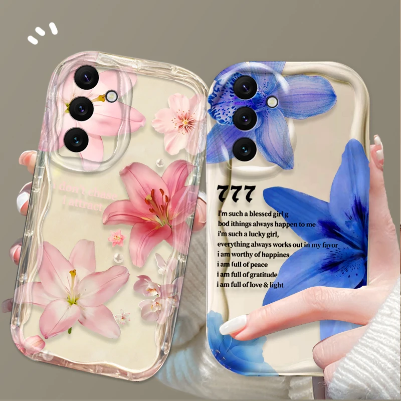 Beautiful Pink Lily Pattern Phone Case for Samsung Galaxy A16 A06 A55 A35 A25 A15 A05 A05S A54 A34 A24 A14 A73 A53 A33 A23 A52