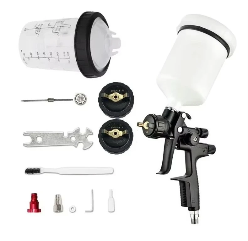 WZAUTO Varnishes and Primer HVLP SPRAY GUN Gravity Feed 1.3/1.7mm Nozzle Air Paint Spray Gun With Wash-Free Cup