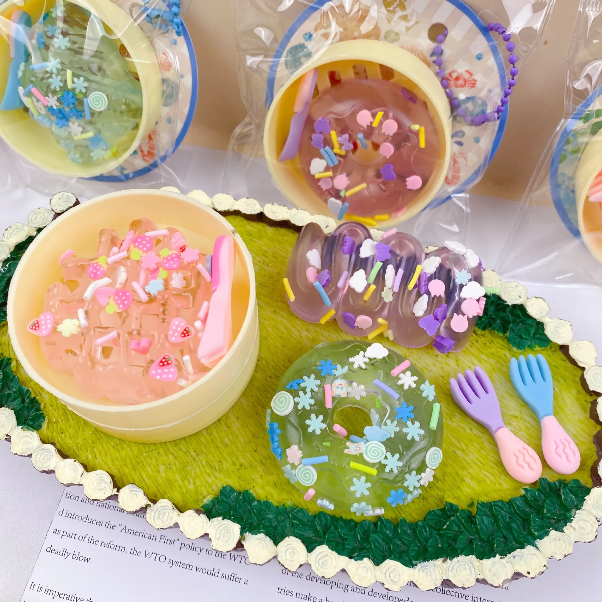 Creative Steamer Basket Crystal Pastry Pinch Music Pendant High Beauty Cute Simulation Food Play Fun Stress Relief Toy
