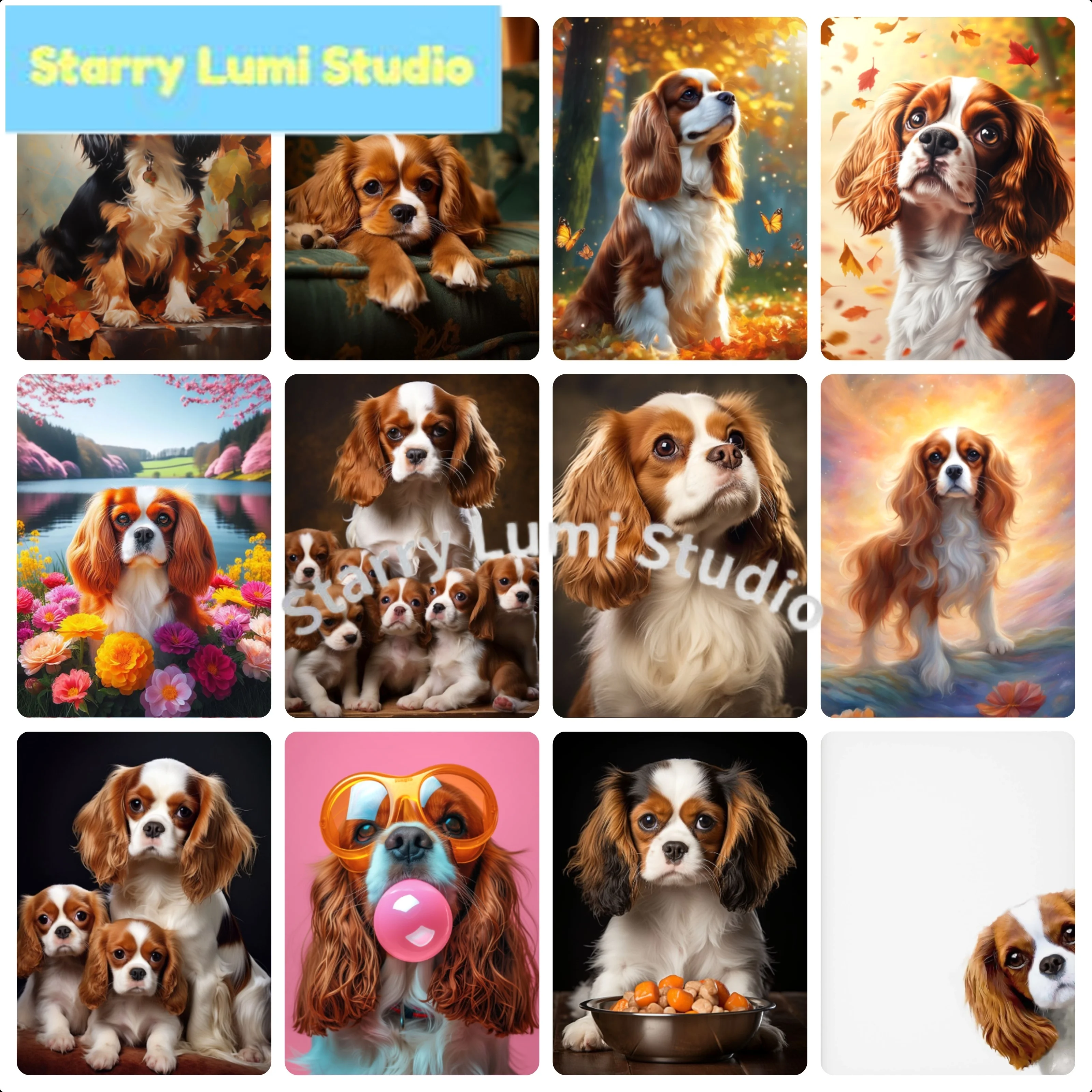 King Charles Spaniel Diamond Painting Pet Dog Art Portrait Diy Diamond Embroidery Cute Dog Home Decor Mosaic Oil Painting