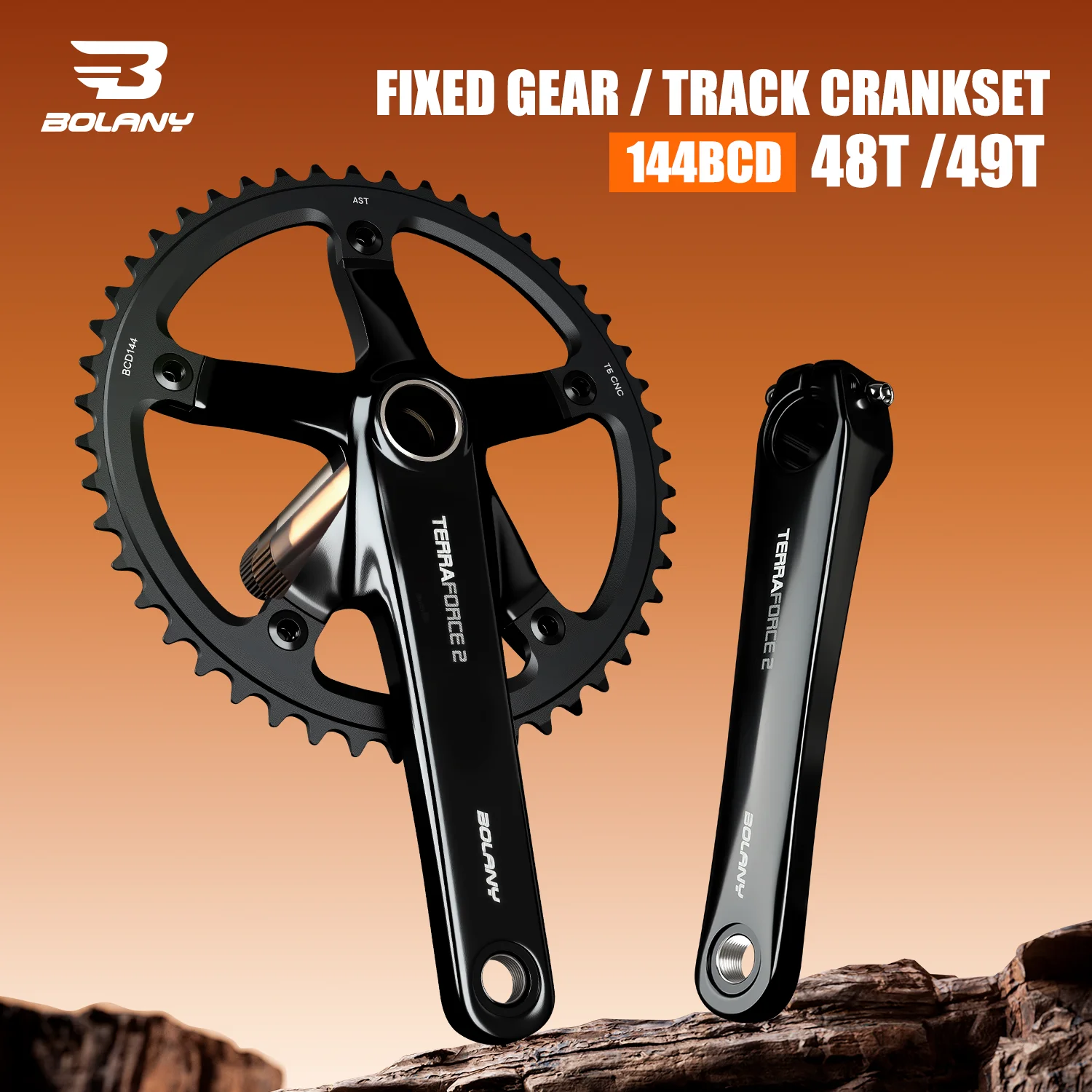 BOLANY Fixie Crank Track Bicycle Chainring Hollowtech Direct Mount Crank 49T/50T Aluminum Alloy 165mm 144BCD For Track Bicycle