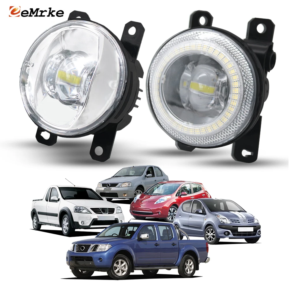 Luces LED Antiniebla Delanteras para Nissan NP300 Navara Frontier D40 NP200 Aprio Note E11 Leaf Pixo, Anillos de Ojos de Ángel DRL, Accesorios