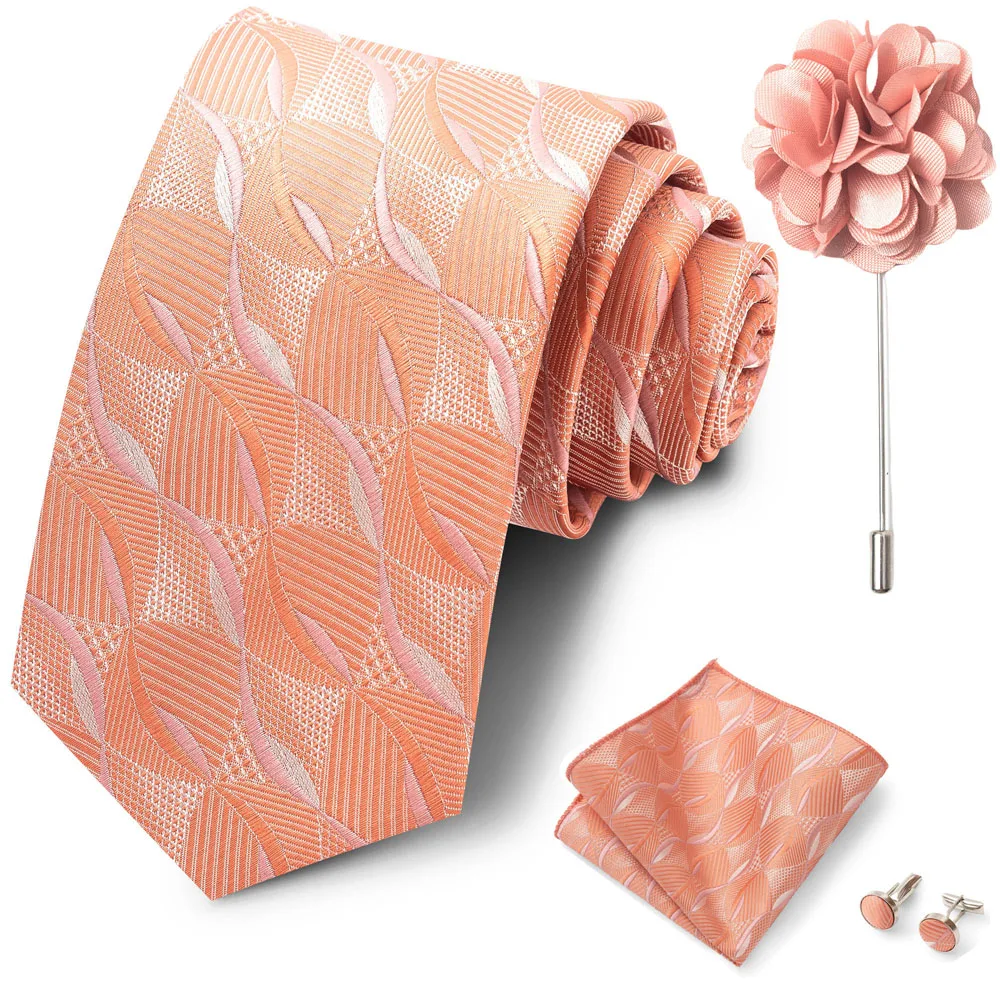 Großhandel Mode 8 cm Krawatte Taschentuch Manschettenknopf Pin Set Männer Krawatte Lila Paisley Anzug Zubehör Fit Hochzeit Geburtstag Geschenk – Detail 27
