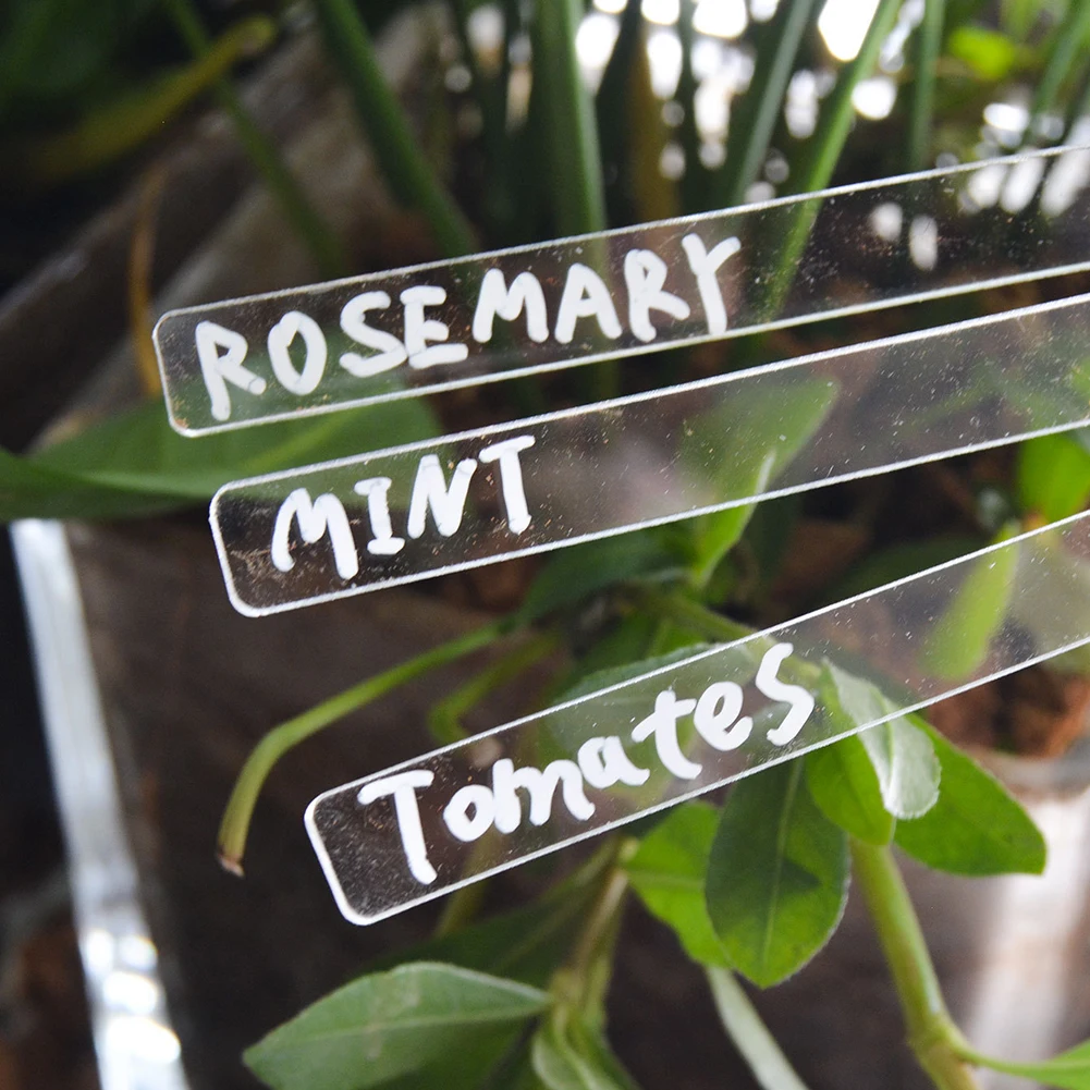 1set  Transparent Eco-friendly Acrylic Herb Signs Plant Label Eco-Friendly Acrylic Plant Tag T-Type Markers Gardening