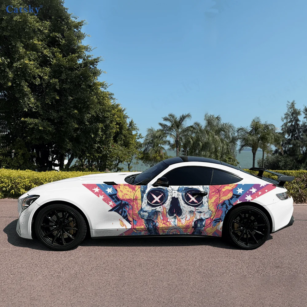 

Skull Star Eye Colorful Car Vinyl Wraps Decal Self-adhesive PVC Sticker Suitable for Trucks SUV Decoration Auto Accessories Gift