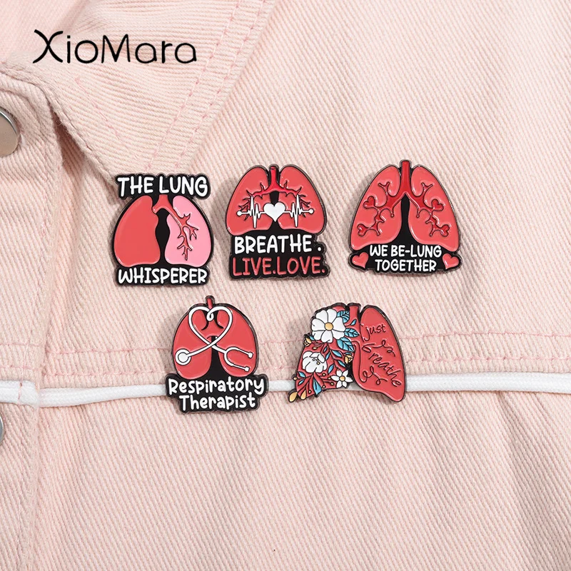 Respiratory Therapist Enamel Pin Breathe Live Love Organ Lung Brooches Lapel Backpack Badge Jewelry Accessories