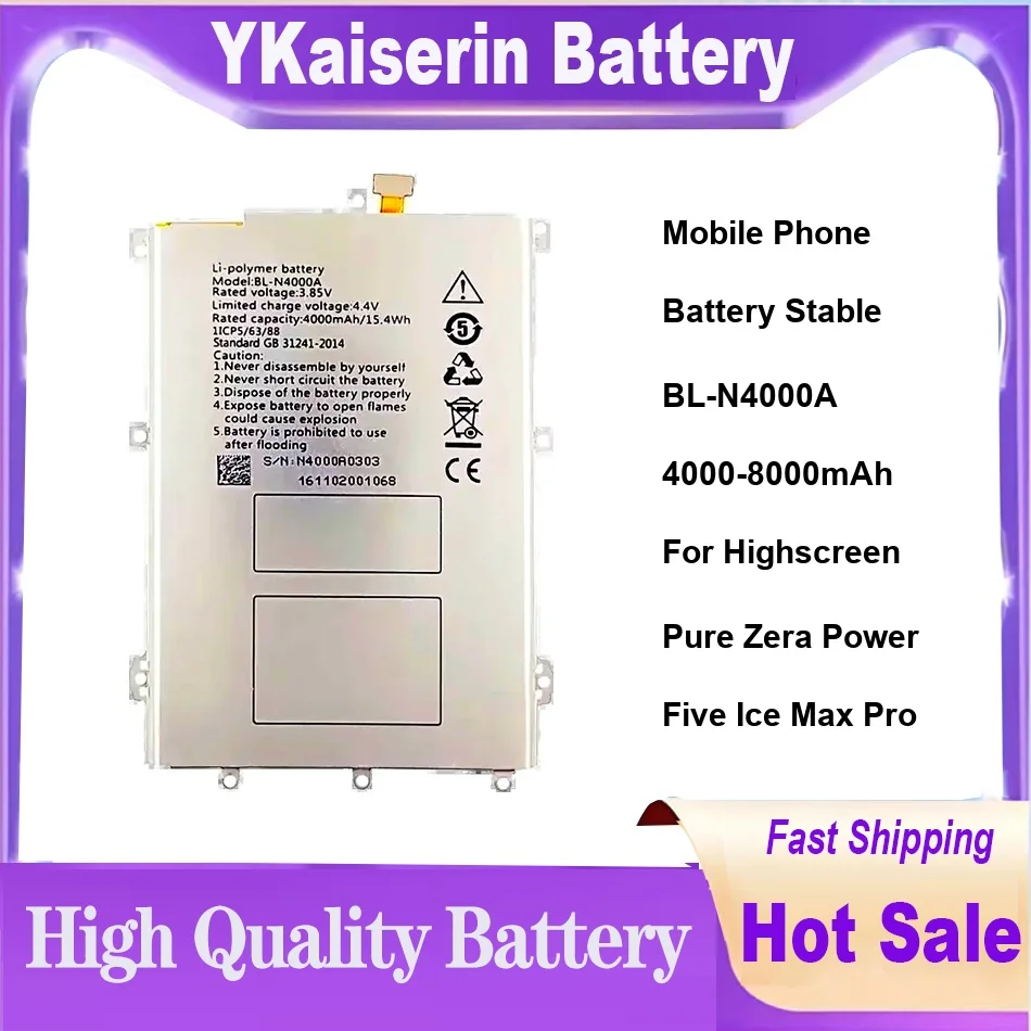 Mobile Phone Battery Stable BL-N4000A 4000-8000mAh For Highscreen Pure Zera Power Five Ice Max Pro