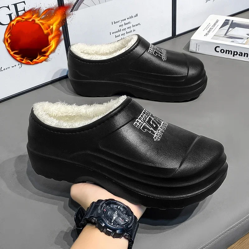 

2025 New Style Fleece-Lined to Heattech Indoor and Outdoor Wear at Home Non-Slip Thickeneded Men's Large Size Cotton Shoes