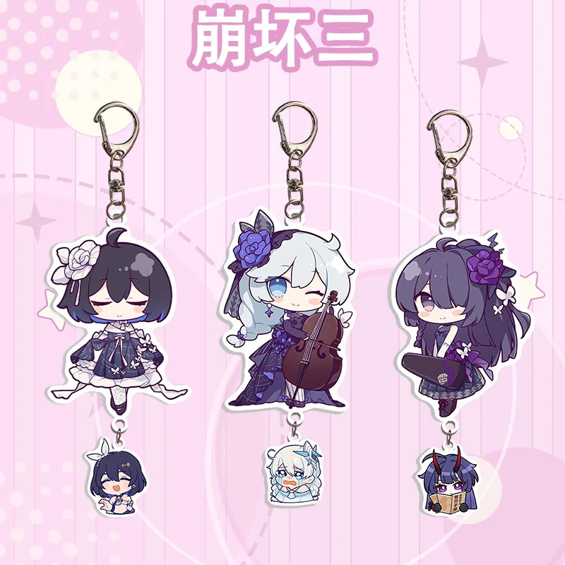 Game Honkai Impact 3 Acrylic Keychain Cartoon Character Raiden Mei Elysia Cute Bag Decoration Pendant Anime Enthusiast Gifts