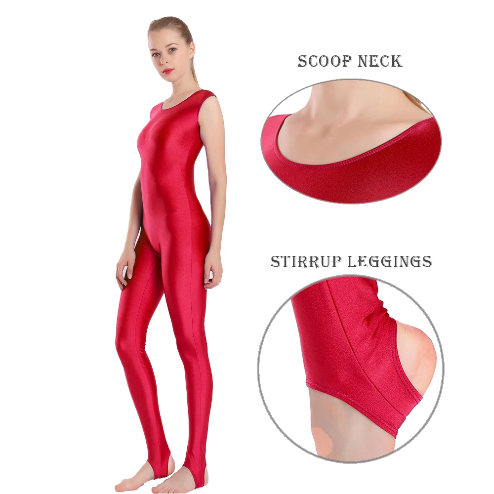 AOYLISE Women Ballet Dance legging Unitard Romper Sleeveless Bodysuits Spandex Footed Jumpsuit Gymnastic Yoga Costume For Adults