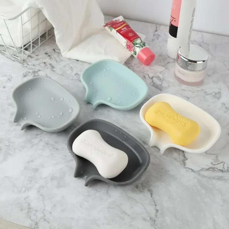 

Multifunctional Soft Silicone Soap Box Soap Pot Brush Drain Box Kitchen Drain Rack Bathroom Soap Dish Plate Sponge Holder