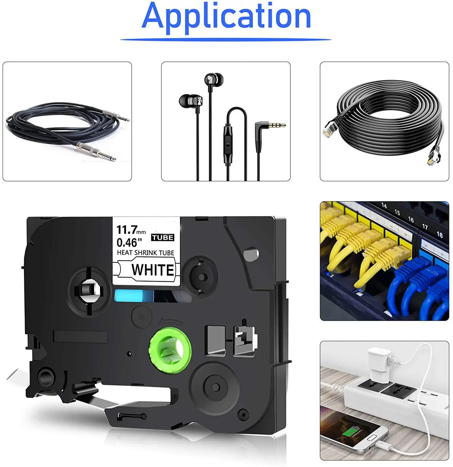 Cinta Termocontraíble para impresora Brother p-touch y E1000, tubos de HSe-231 de etiquetas de 6/9/12/18/24mm, 221, 211, 631, 241, 251