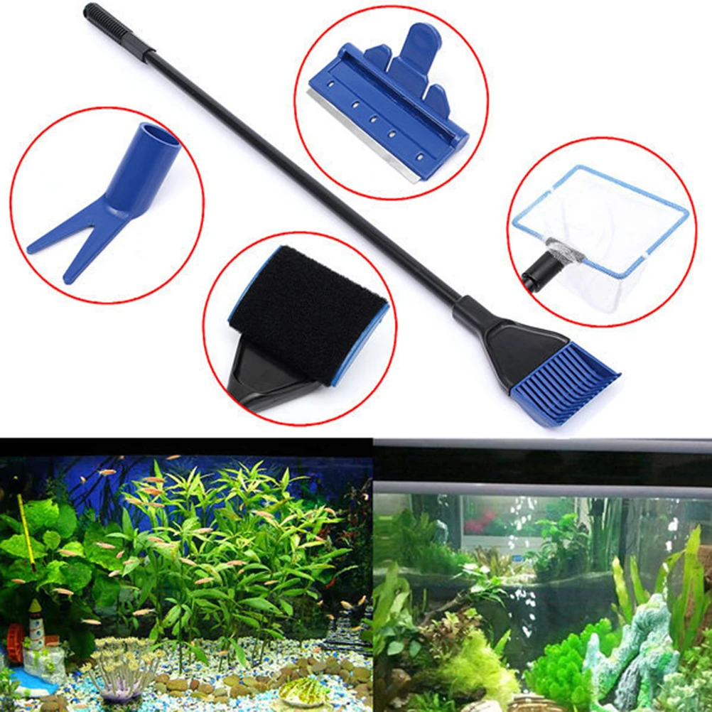 

Fish Tank Cleaning Kit Long Handle Aquarium Tools Set Premium Durable AB Plastic Material Easy Assemble Disassemble