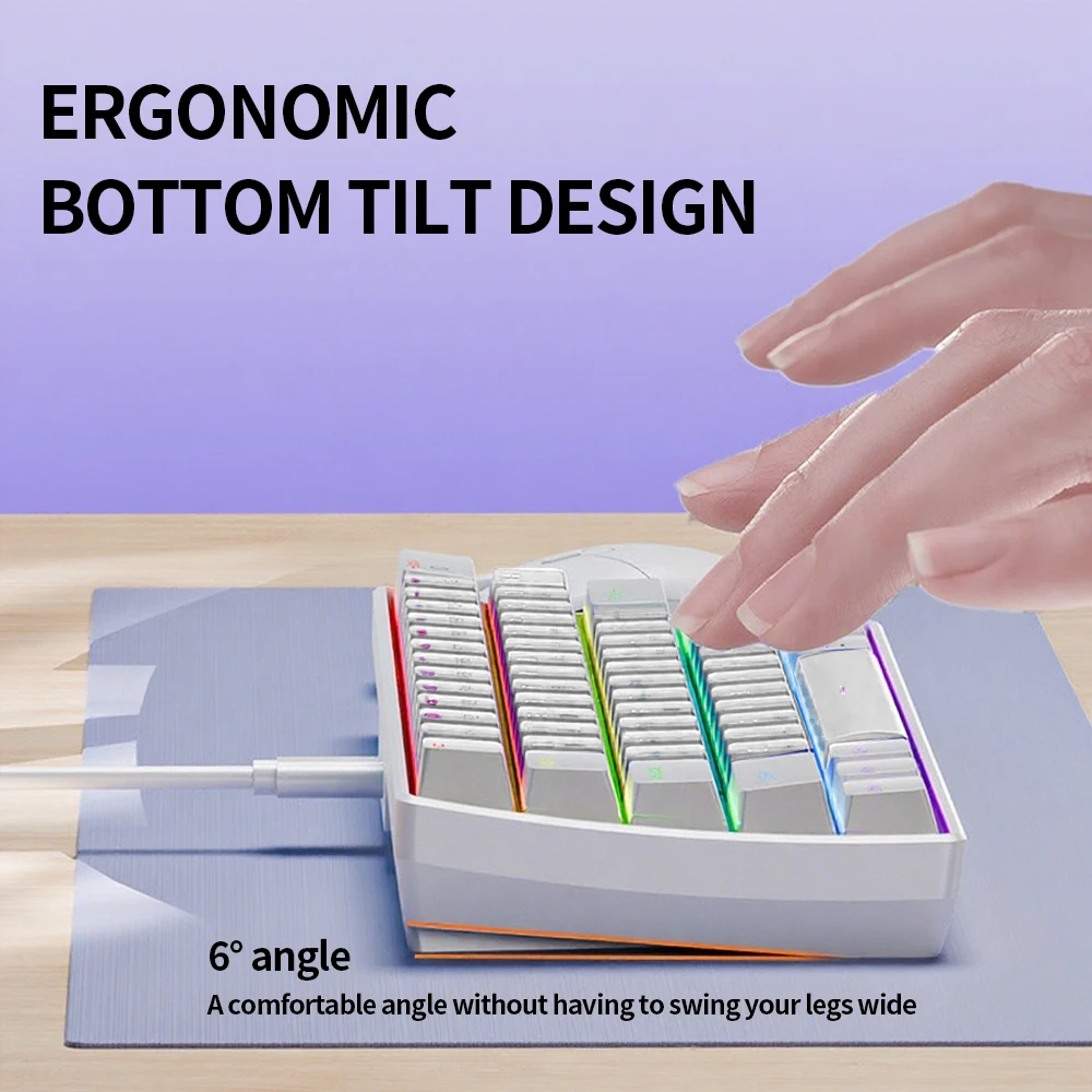 61Keys ポータブル有線メカニカルキーボードレッド/ブルースイッチ RGB バックライトメカニカルキーボード - 10 色の照明モード