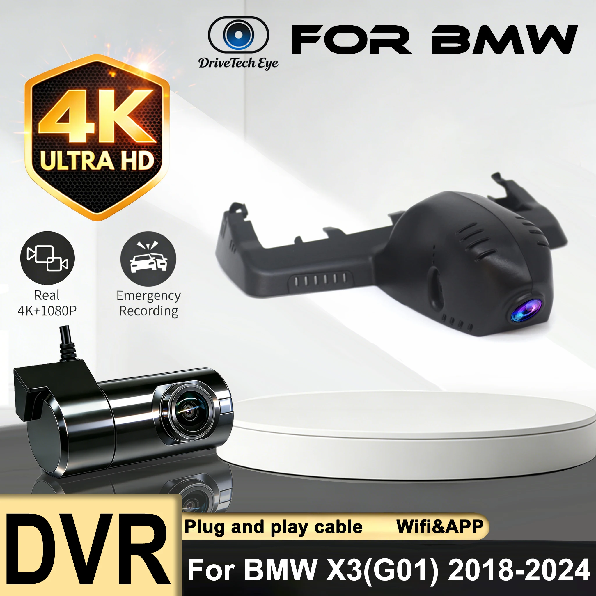 New ! Car DVR for BMW X3,iX3,X3M G01 2018 2019 2020 2021 2022 2023 2024 Dash Cam 4K 2160P Car Accessories DashCam