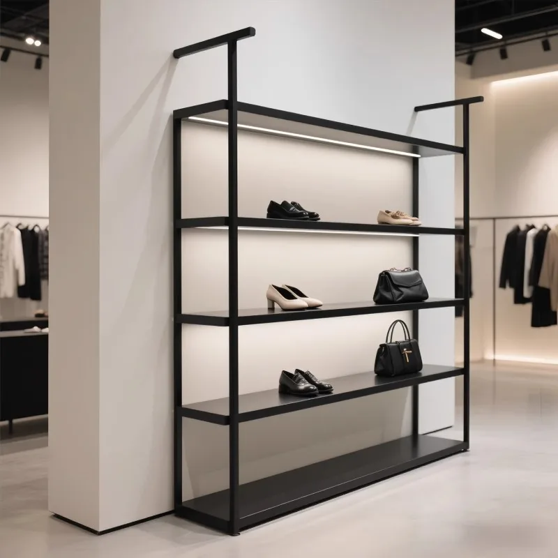 

Clothing store display rack, shoe store bag display rack, floor-to-ceiling wrought iron shelf, multi-layer shelf, shoe and bag d