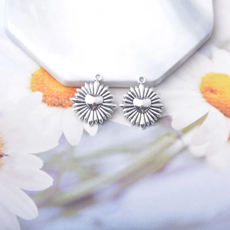 10 Stück/Set Ethnische Zinklegierung Baum des Lebens Anhänger Schmuckzubehör Boho Rose Seestern Anhänger DIY Damenohrringe – Detail 8