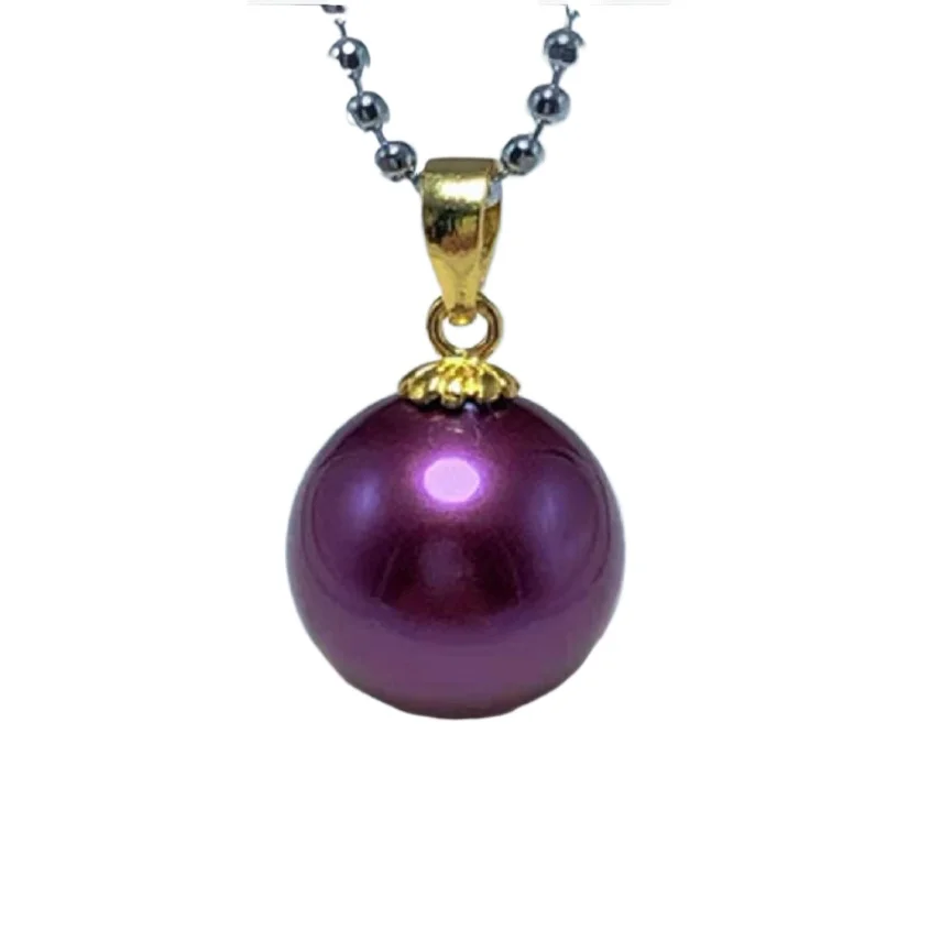 

Очаровательное 11 мм натуральное морское натуральное лавандовое фиолетовое идеальное круглое жемчужное ожерелье с подвеской 51122AAA