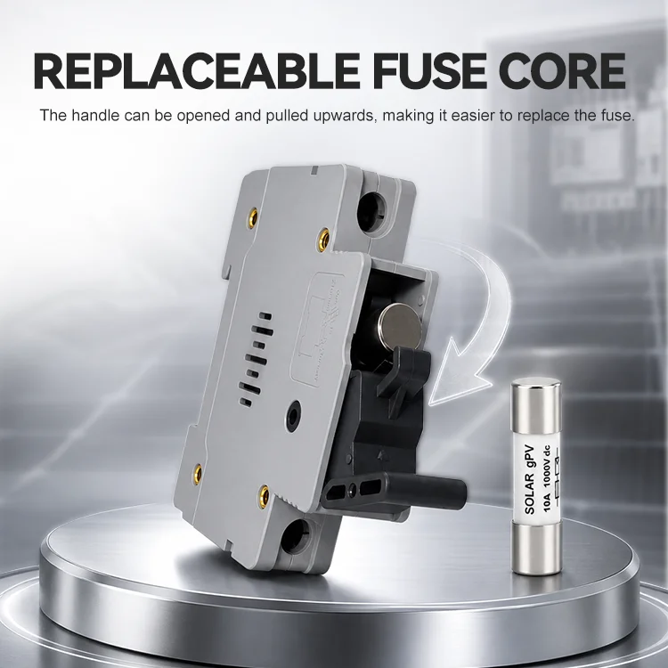 1p dc fuse holder base 10*38mm pv fuse link 20a 32a 1000v with light for solar pv system