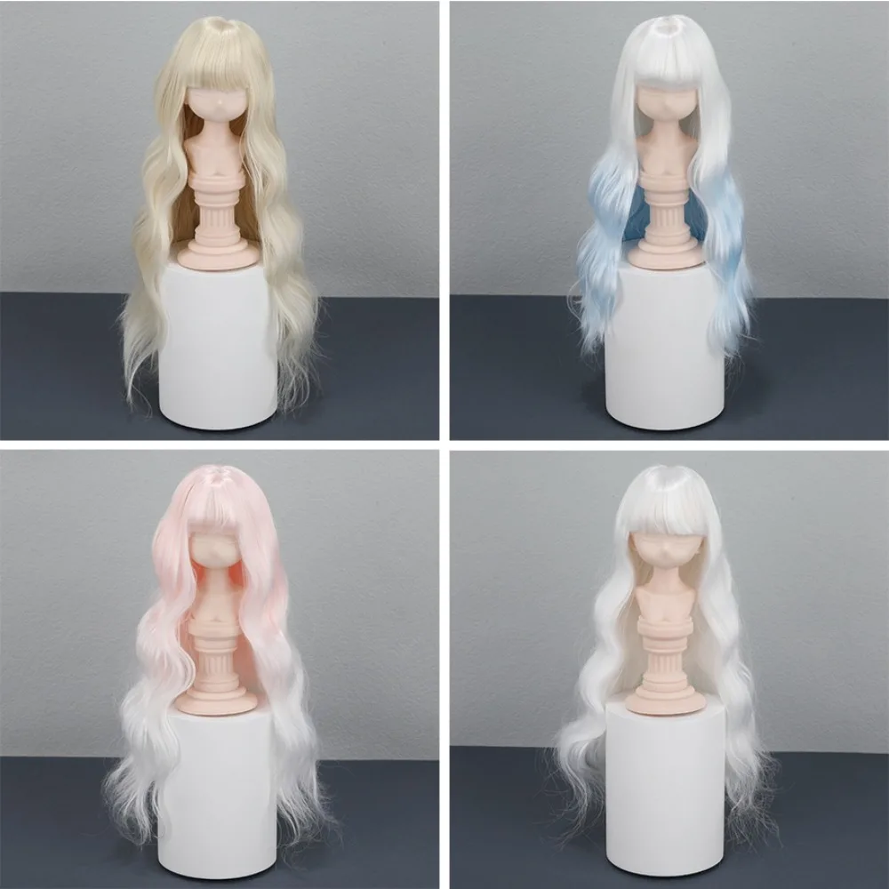 BJD/SD Two Tone Dyeing Gradient Long Curly Hair Big Head Doll Retro Roll Wig Simulation Doll 1/3&1/4&1/6 Straight Bangs Headgear