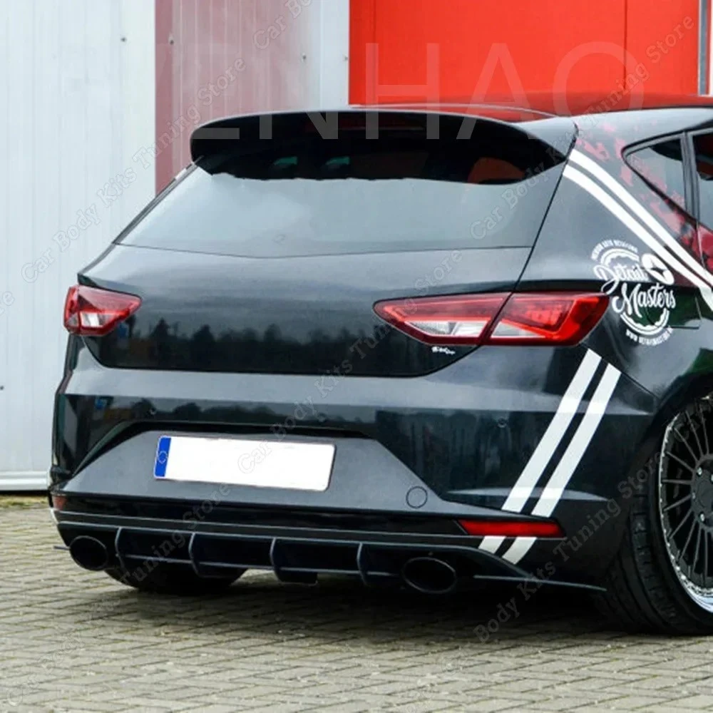 New ABS Rear Bumper Lip Spoiler Chassis Diffuser For Seat Leon MK3 5F Cupra 2012-2016 Pre-face 2/4 Door Rear Blade Spoiler Black