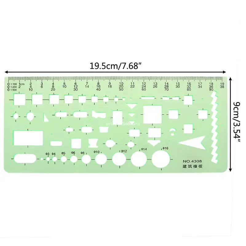 Дизайн здания Строительный рисунок Трафарет Шаблон Линейка Прозрачный зеленый пластик Прямая поставка