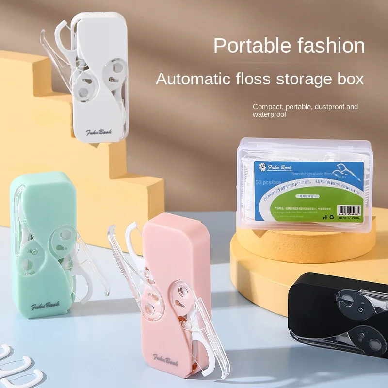 Portable Mini Double Open Dental Floss Storage Box Dental Floss Pop Up Automatically Carry Automatic Dental Floss Box Floss Pick