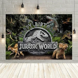 Fondo de fotografía de Parque Jurásico de cumpleaños para niños, tema de dinosaurio, jungla Tropical, Safari, personalizado