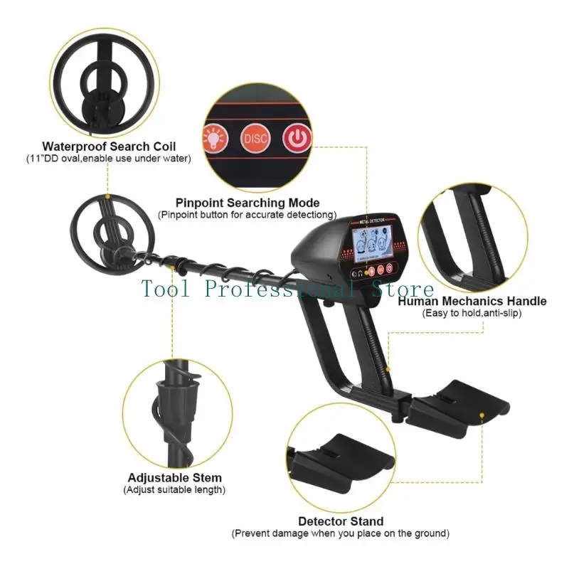 57QF Lightweight Metal Detector For Beginners 7.8inch Waterproof Search Coil And Ergonomic Design For Beach Treasure Hunting