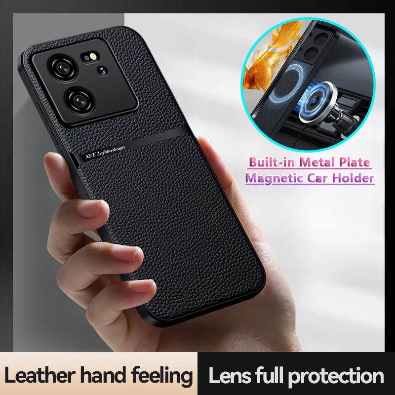 For Xiaomi 13T Pro Case Leather Magnetic Phone Cases For Xiomi Xiaomy Mi13T Mi 13 T Xiaomi13T Pro With Metal Plate Back Cover