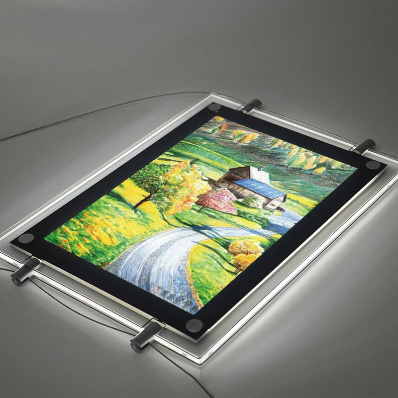 A4 Rectangle Acrylic Frame with LED Light,Cable and Plug are Not Included, Total 4 Units