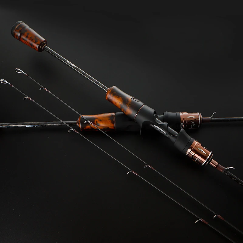 ROLLFISH Angelrute mit Massivholzgriff, UL Spinning Casting Forellen-Angelrute aus Kohlefaser, Superweiche Angelrute mit Schneller Aktion, 1,38-1,8m – Detail 1