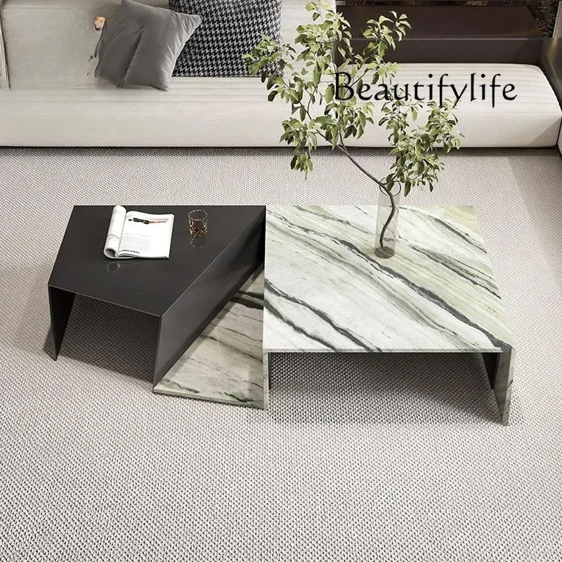 Kh X Italian minimalist coffee table color matching modern natural marble high-end living room home side table customization
