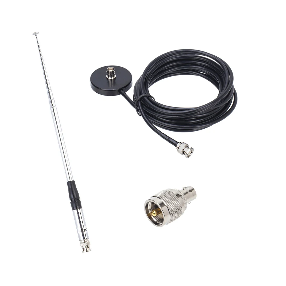 

27MHz BNC and PL259 Connector 9-51Inch Telescopic/Rod Antenna with 5M Coaxial Cable Magnetische Dak Mount Base and for CB Radio