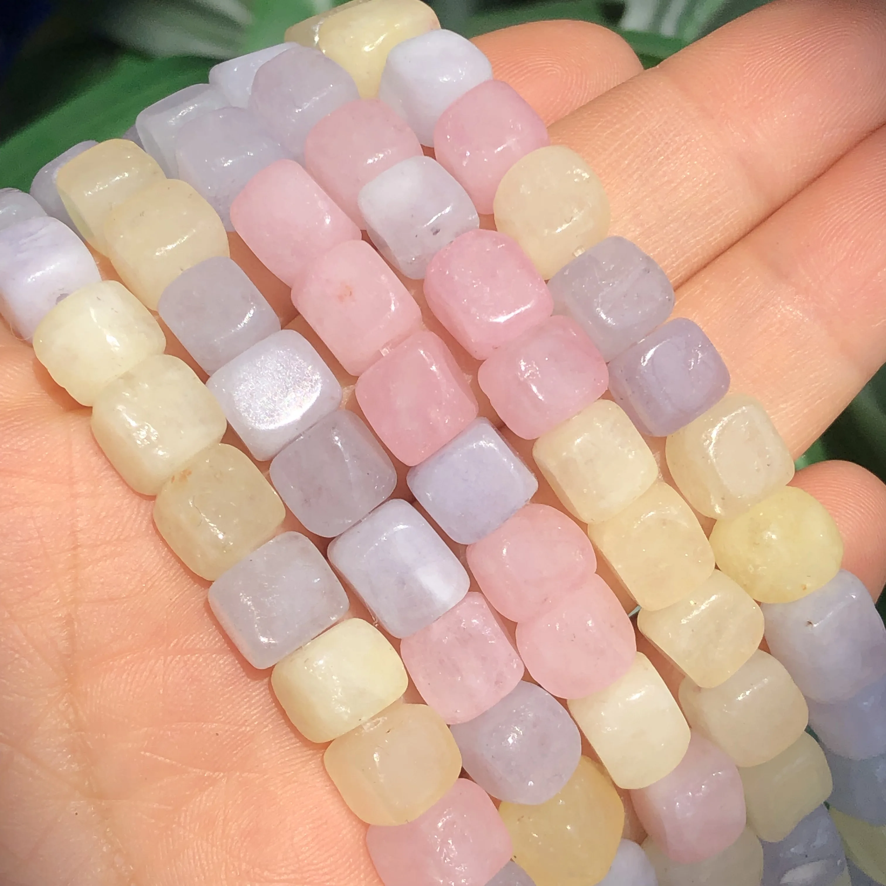 Natural Stone Square Morganite Crystal Beads Cube Loose Spacer Bead For Jewelry Making DIY Earring Bracelet Necklace Accessories