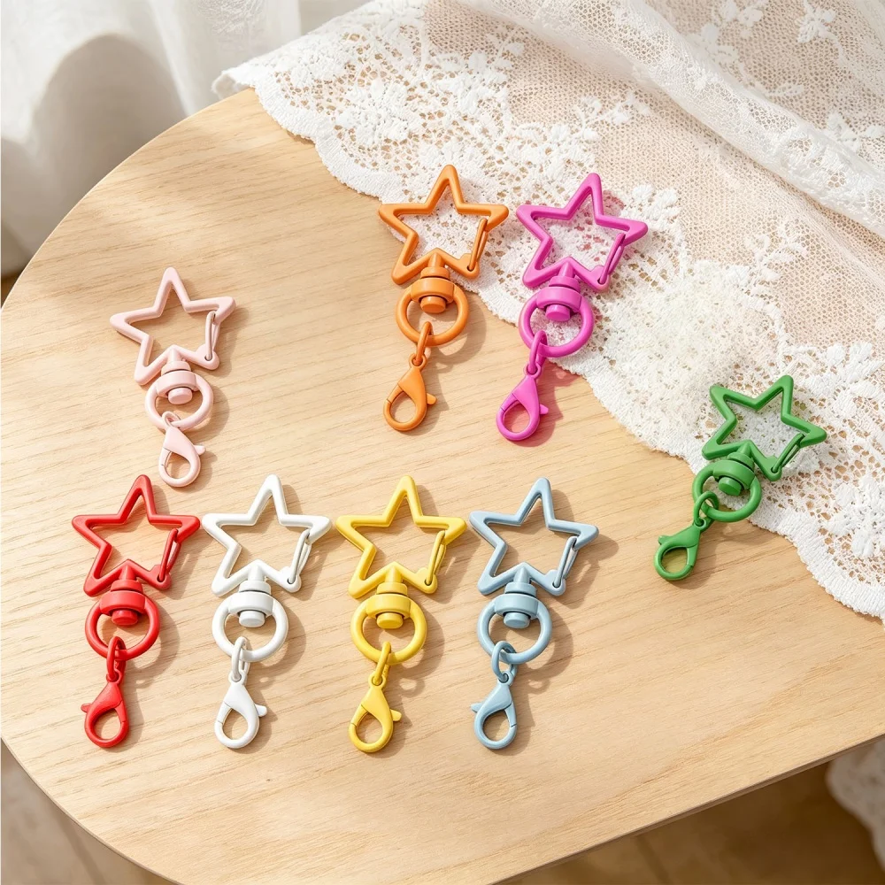 10–50 Stück goldene Karabinerhaken, Stern-Schlüsselanhänger, Karabinerhaken, Schlüsselringe, Schlüsselanhänger für DIY-Schmuckherstellung, Zubehör – Detail 3