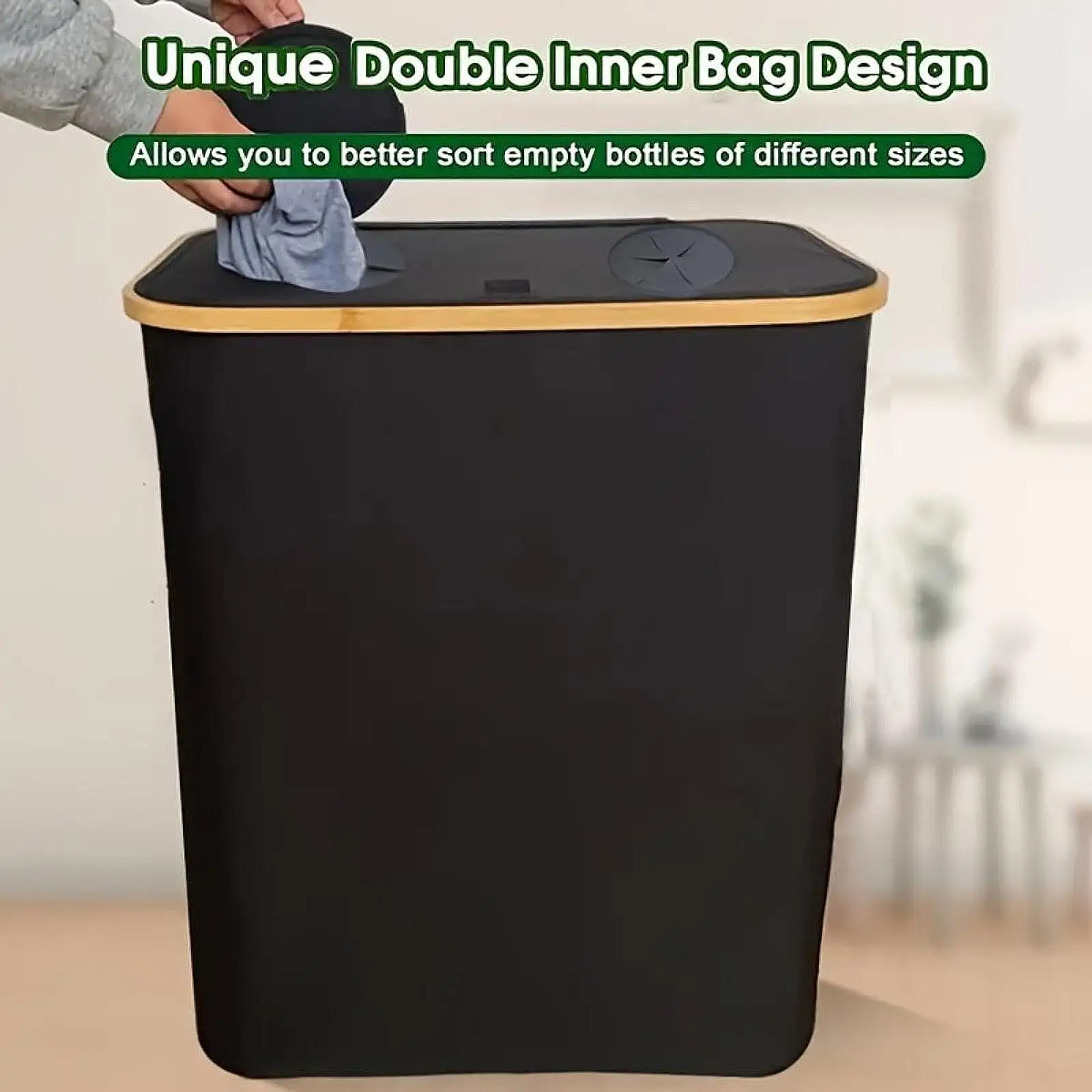 Trash Bin Recycle Bin Multifunctional Large Paper Basket Recycling Waste Bin Foldable for Bedroom Dorm Indoor Home Kitchen