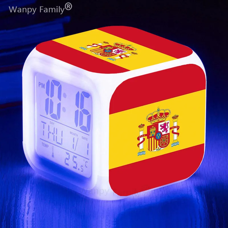 National Team France Alarm Clock 7 Color Changing Multifunctional Luminous Electronic Watch Gift For Football Fans