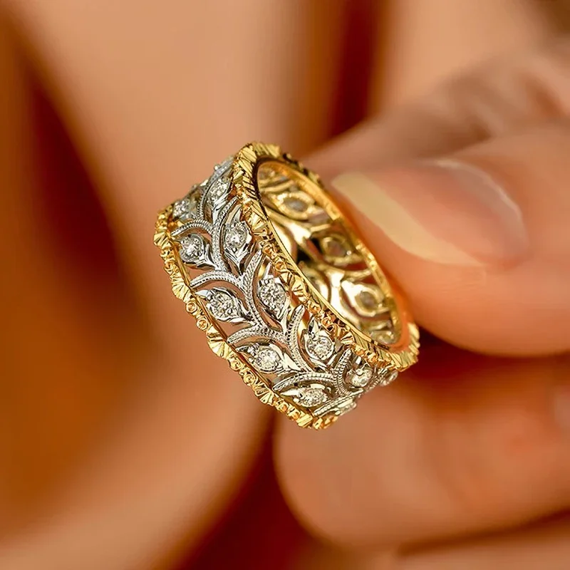 CAOSHI Brilliant Cubic Zirconia Women Rings Gorgeous Aesthetic Hollow Design Finger Accessories Engagement Anniversary Jewelry