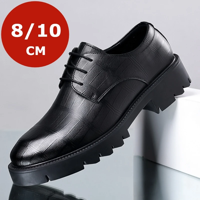 

Hidden Heel 8/10CM Cow Leather Men Shoes Office Work Elevator Shoes Brand Man Business Oxfords Footwear Suit Shoes Lift Sneakers