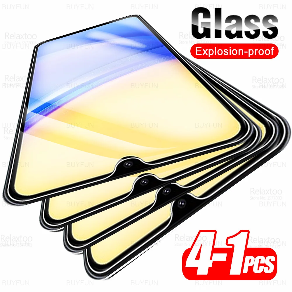 1-4Pcs Full Cover Tempered Glass For Samsung Galaxy A15 5G Screen Protector Samsang Samsun A 15 15A SamsungA15 GalaxyA15 4G 2023