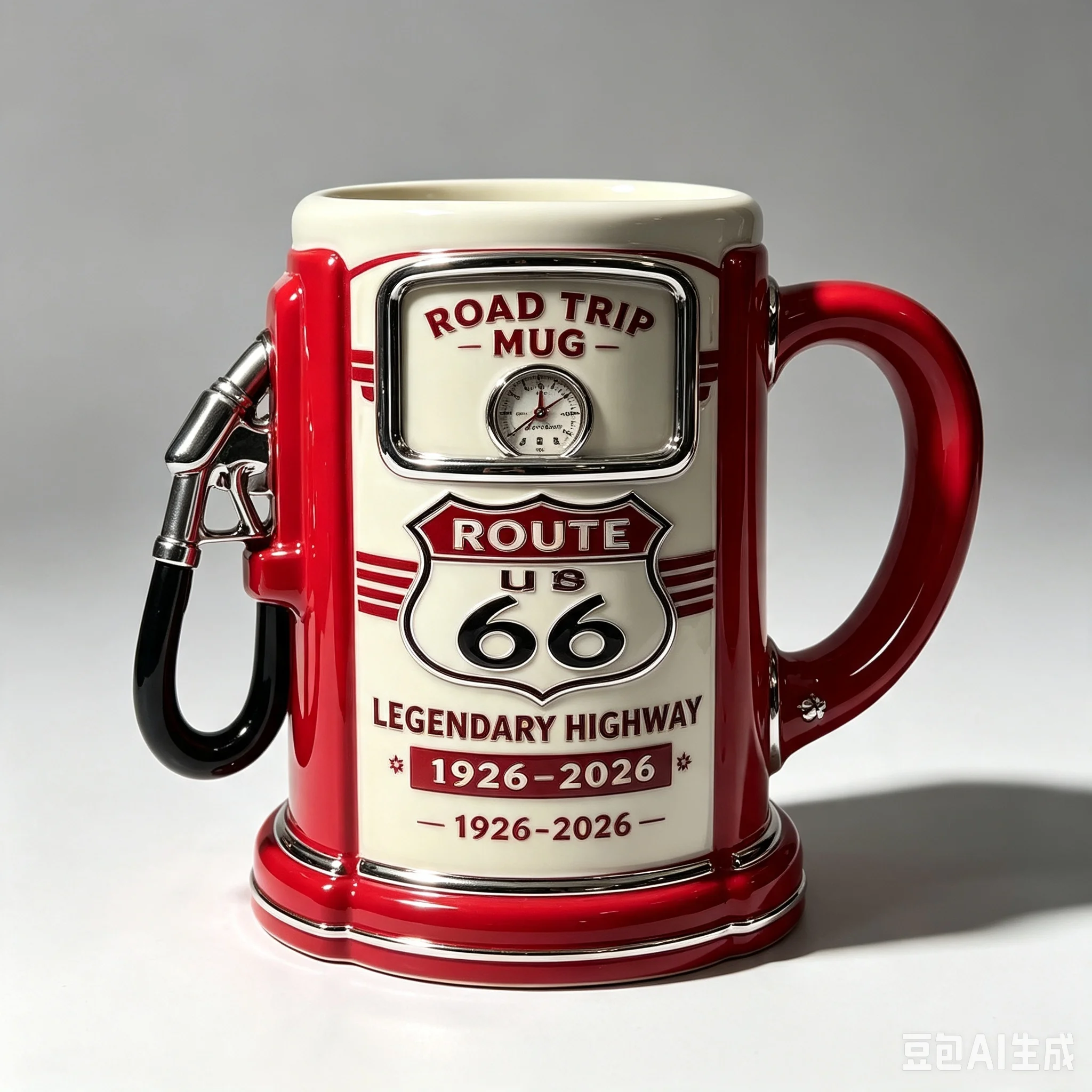 Vintage Route 66 Gas Pump 3D Embossed Ceramic Mug Retro Coffee Cup Creative Home Bar Drinkware Decor Gift