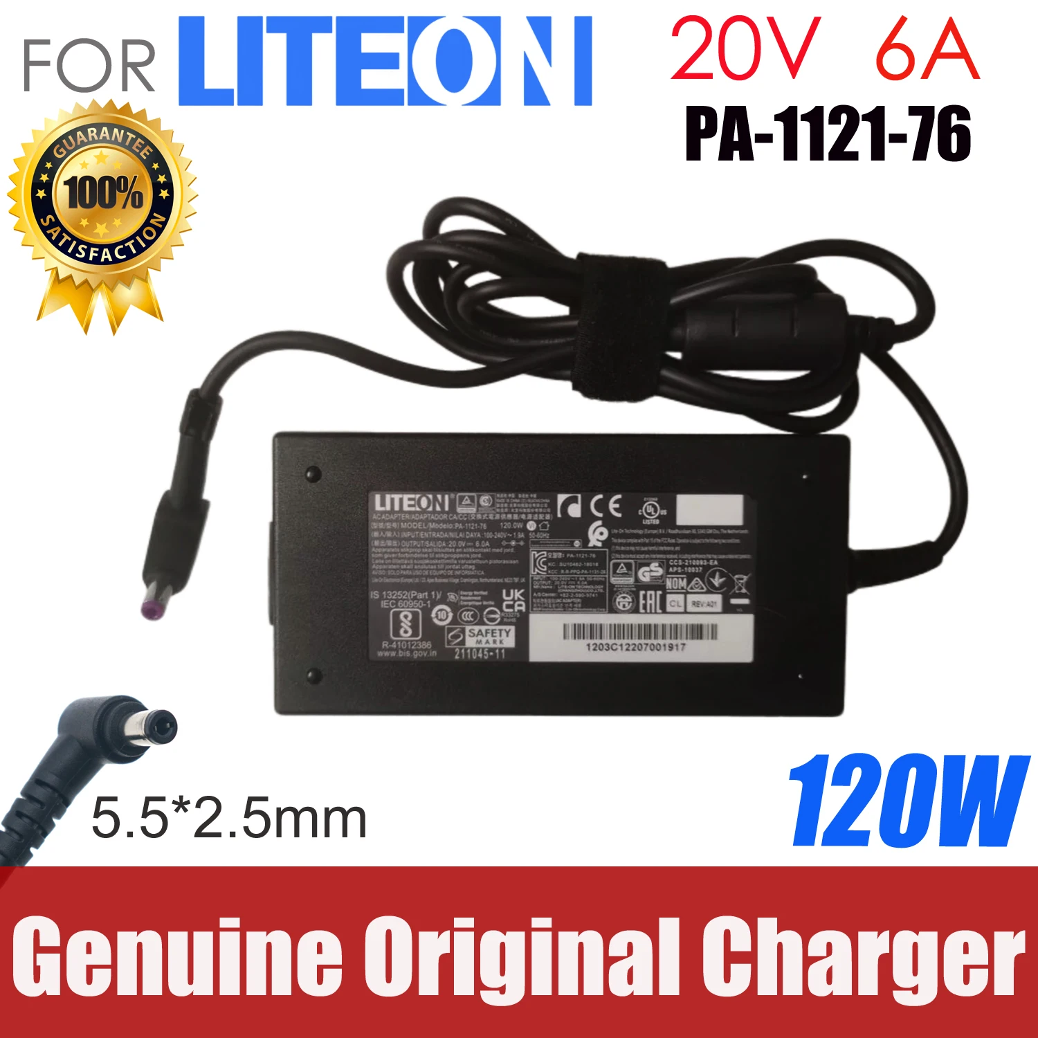 Adaptador de corriente CA original Liteon PA-1121-76 20V 6A 120W para Intel NUC 12 Pro NUC12WSHi7 Mini PC i7 12ª generación, fuente de alimentación para portátil.