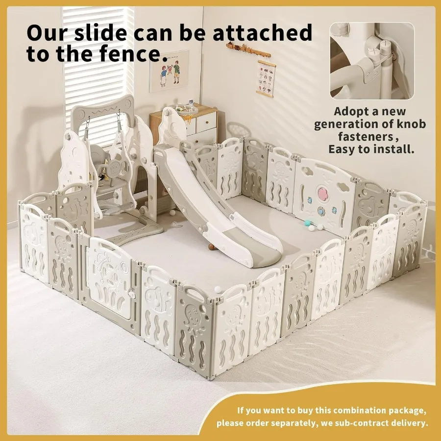 روضة أطفال قابلة للطي للأطفال الرضع والأطفال الصغار 18 لوحة قلم لعب للأطفال كبير ساحة لعب للأطفال محمولة سياج أطفال #3