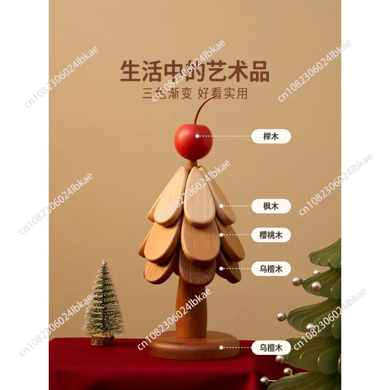 Christmas Tree Solid Wood Table Mat Insulation Mat Anti-scalding and High Temperature Resistant Dining Table Kitchen