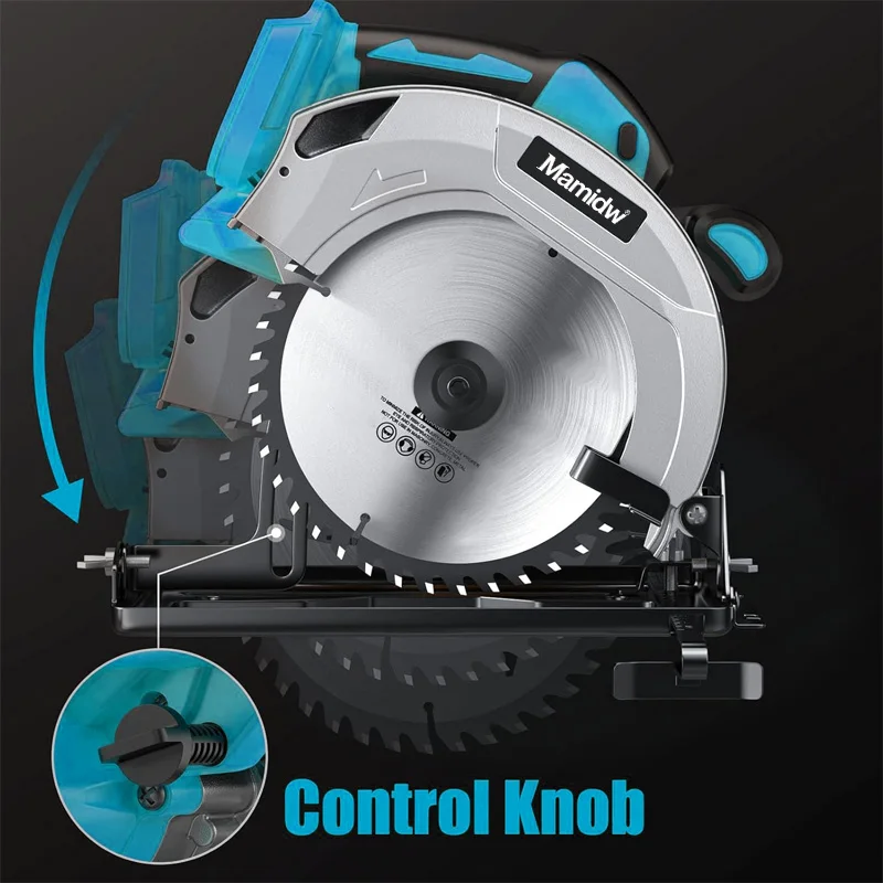7 بوصة منشار دائري بدون فرش 5000 دورة في الدقيقة لاسلكي محمول قابل للتعديل عمق القطع منشار الخشب لبطارية ماكيتا 18 فولت
