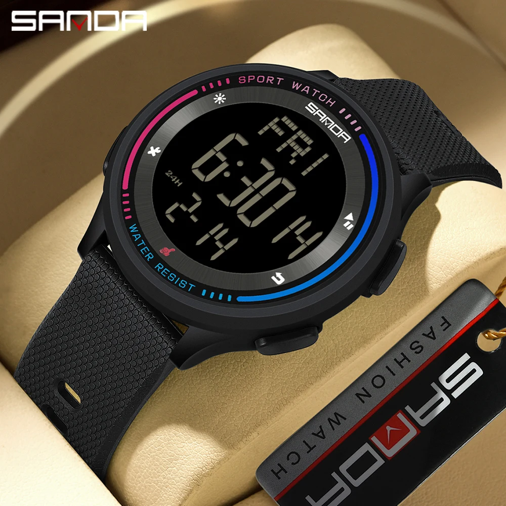 

SANDA 6158 Men LED Digital Military Watch Man Sports Watches Outdoor 5Bar Waterproof Wristwatches Male Clock Relogio Masculino