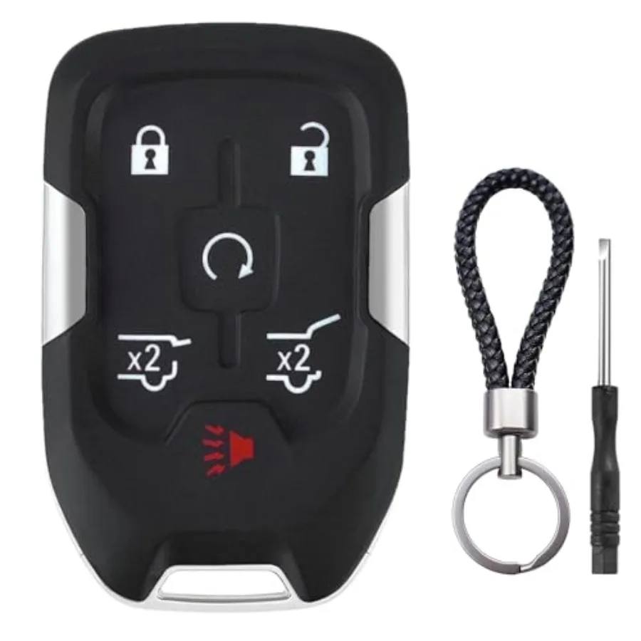 

6 Button Key Fob Shell Replacement Fits for Chevy Suburban Tahoe GMC Yukon XL Denali HYQ1AA 2015 2016 2017 2018 2019 2020 Keyle
